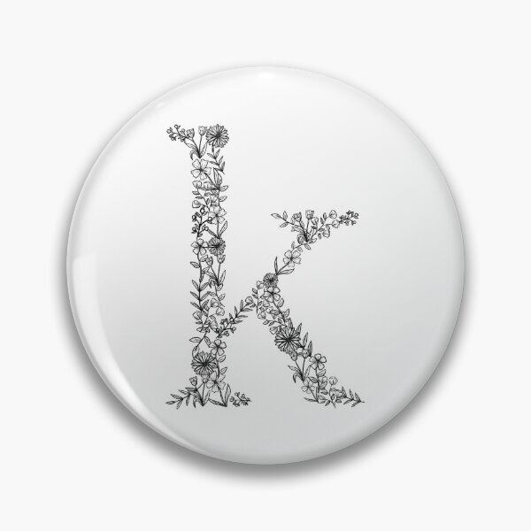 Item preview, floral letter k (black) designed and sold by signedbykaty.