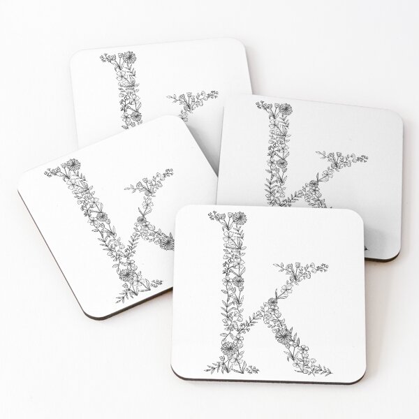 Item preview, floral letter k (black) designed and sold by signedbykaty.