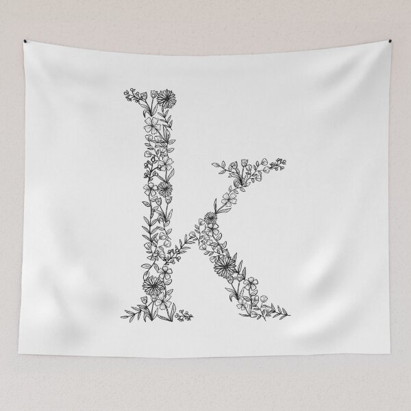 Item preview, floral letter k (black) designed and sold by signedbykaty.