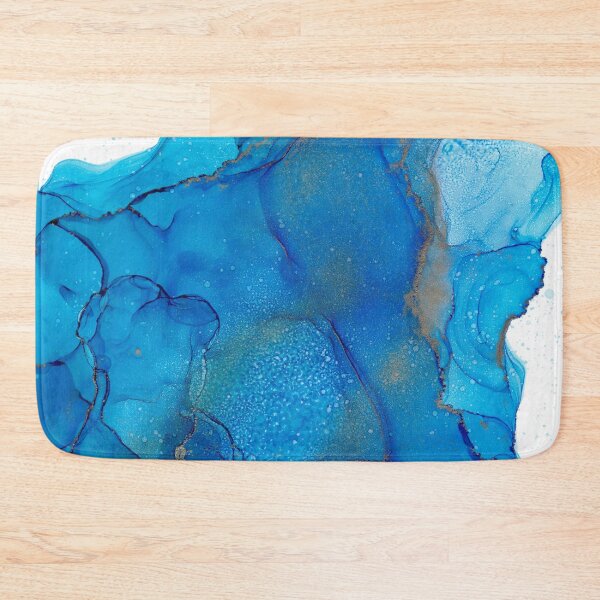 Item preview, Blue and Gold Abstract 621 Alcohol Ink Painting by Herzart designed and sold by herzart.