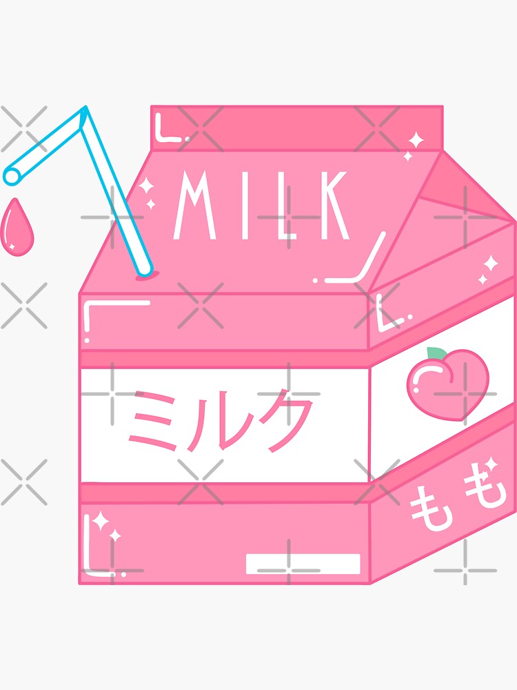 Kawaii Peach Milk Aesthetic Sticker By Harajukutrend Redbubble