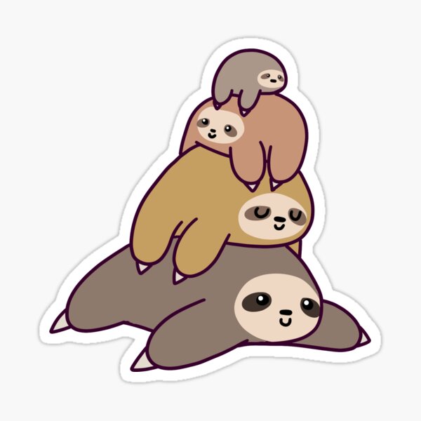 Cute sticker pack with sloth and entertainment Vector Image