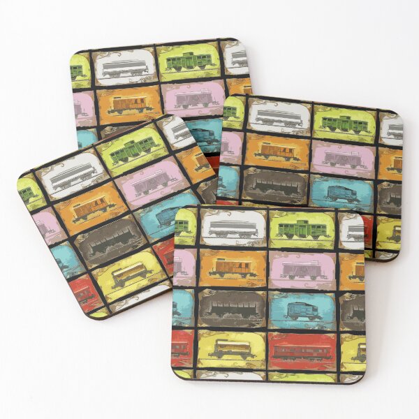 Ticket to Ride: The Trains: on Black Coasters (Set of 4)