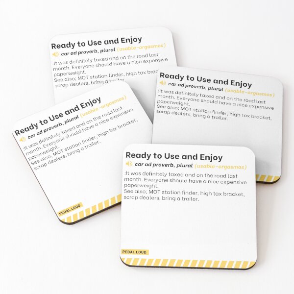 Item preview, Ready to Use and Enjoy - funny, classified ad, car buying proverbs defined designed and sold by PedalLoud.