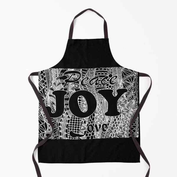 Item preview, Peace, Joy, Love, White Zentangle Design on Black Background  designed and sold by Mimsartprojects.