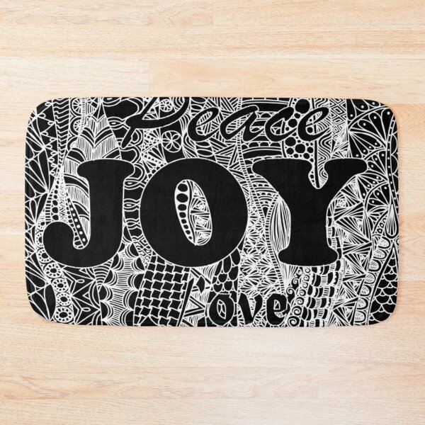 Item preview, Peace, Joy, Love, White Zentangle Design on Black Background  designed and sold by Mimsartprojects.