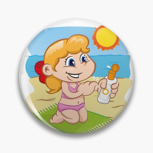 Item preview, Illustration is a character child in passing sunscreen at the beach. Ideal for sports and institutional information designed and sold by LucianoCosmo.