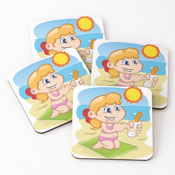 Item preview, Illustration is a character child in passing sunscreen at the beach. Ideal for sports and institutional information designed and sold by LucianoCosmo.