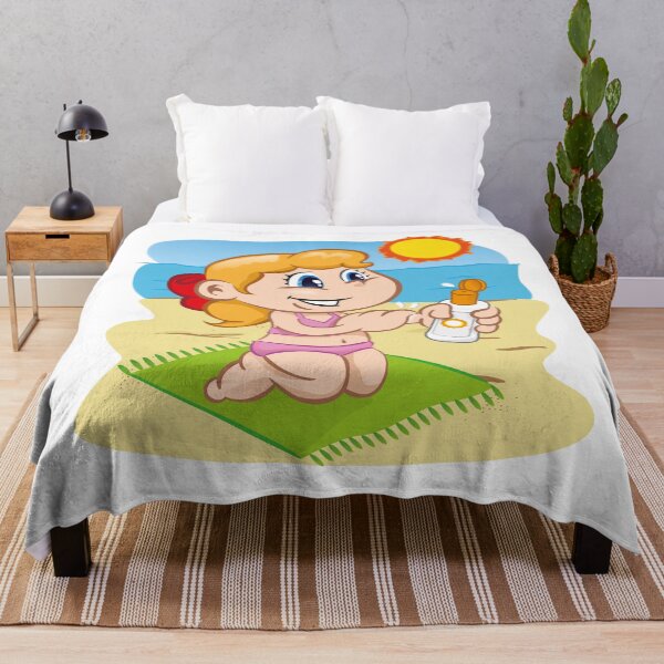 Item preview, Illustration is a character child in passing sunscreen at the beach. Ideal for sports and institutional information designed and sold by LucianoCosmo.