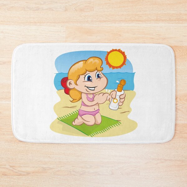 Item preview, Illustration is a character child in passing sunscreen at the beach. Ideal for sports and institutional information designed and sold by LucianoCosmo.