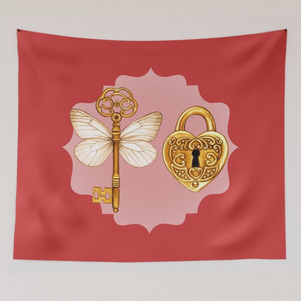 Item preview, Victorian Key With Butterfly Wings Heart Shaped Lock designed and sold by SSK Designs.