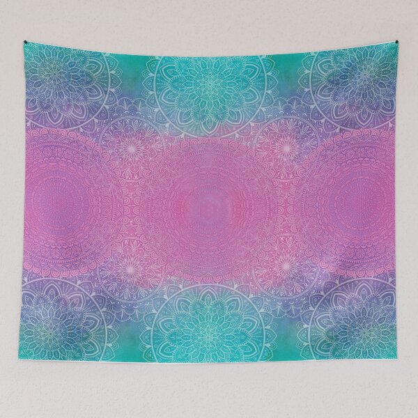 Item preview, Mandala wallpaper pink and blue designed and sold by KreaKat.