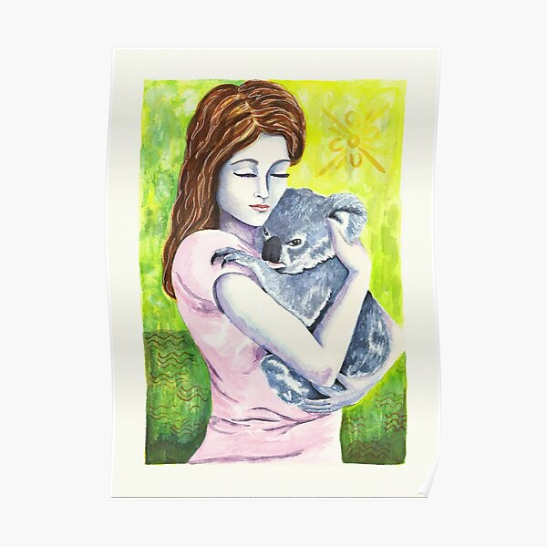 Girl Hugging Koala   Poster