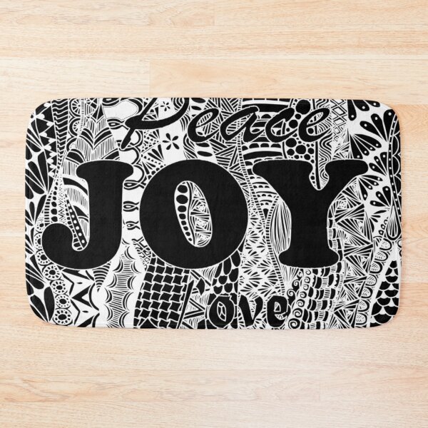 Item preview, Peace, Joy, Love, White Zentangle Design on Black Background  designed and sold by Mimsartprojects.
