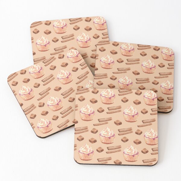 Item preview, Cupcakes, cinnamon and toffee on cocoa background  designed and sold by Flowersforbear.