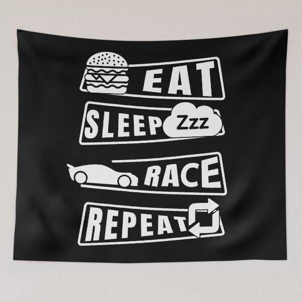 Item preview, Eat Sleep Race Repeat designed and sold by Vroomium.