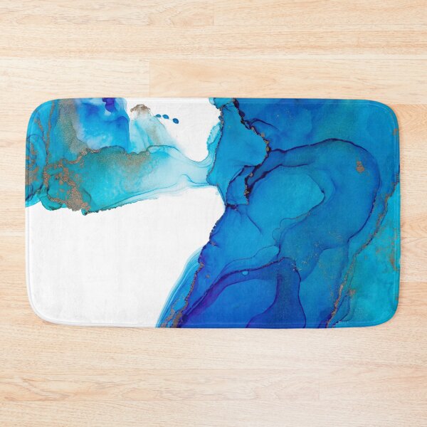 Item preview, Golden Blue Wave Abstract 621 Alcohol Ink by Herzart designed and sold by herzart.