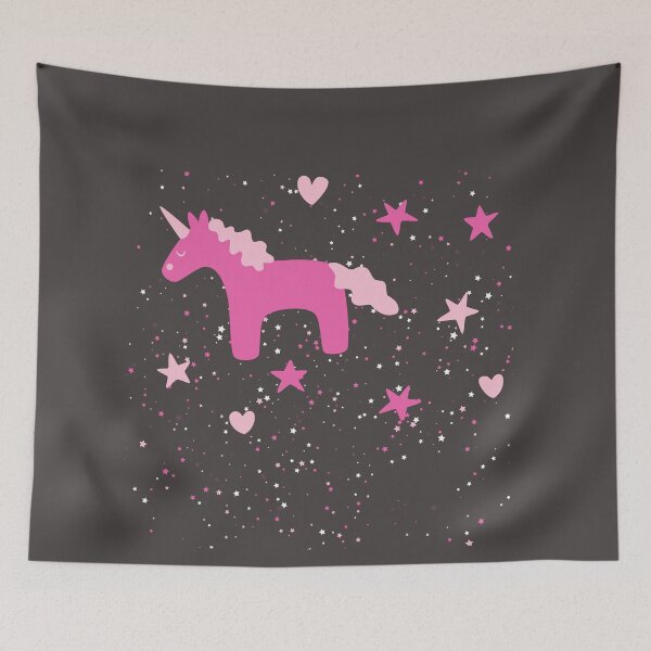 Item preview, Unicorn Star Glitter Galaxy Pink Charcoal Black Grey Pattern designed and sold by hempress.
