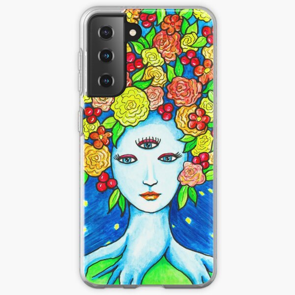 Tree Spirit with Berries and Flowers Watercolor Illustration Samsung Galaxy Soft Case