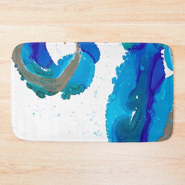 Item preview, Turquoise with Gold Swirl Abstract 621 Alcohol Ink Painting by Herzart designed and sold by herzart.