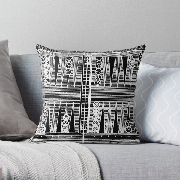 Backgammon Gamer for Life Blanc Throw Pillow