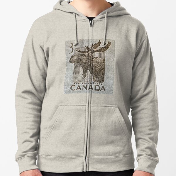 "1953 Canada Moose Stamp" Zipped Hoodie