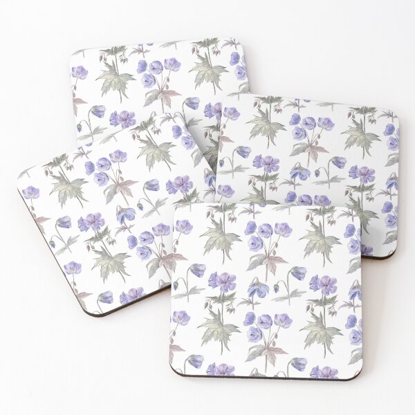 Item preview, Geranium flowers on white designed and sold by Flowersforbear.