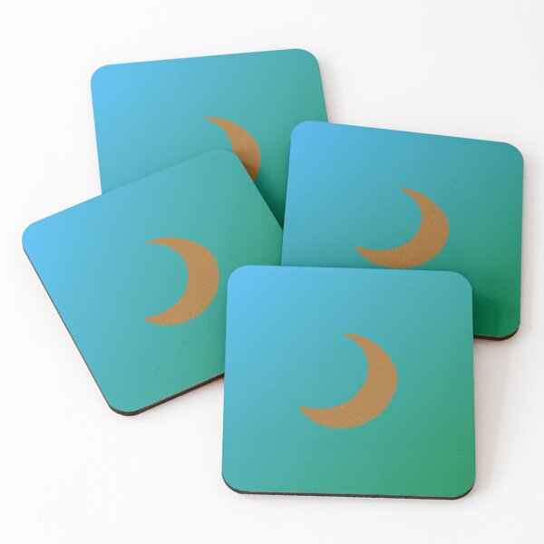 Item preview, Dark Golden Crescent Moon in Blue and Green Gradient Sky designed and sold by ShaunSandhu.