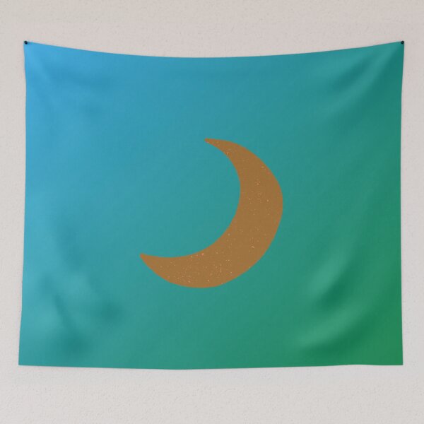 Item preview, Dark Golden Crescent Moon in Blue and Green Gradient Sky designed and sold by ShaunSandhu.