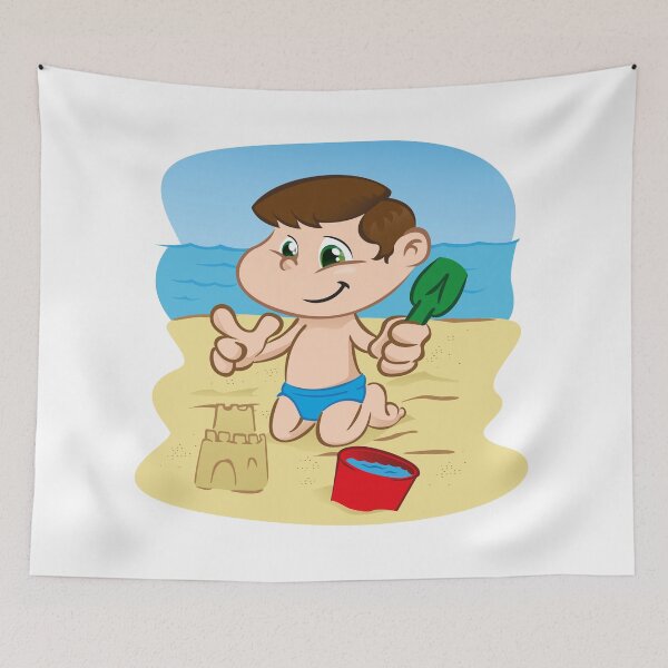 Item preview, Illustration is a character child playing on the beach. Ideal for sports and institutional information designed and sold by LucianoCosmo.