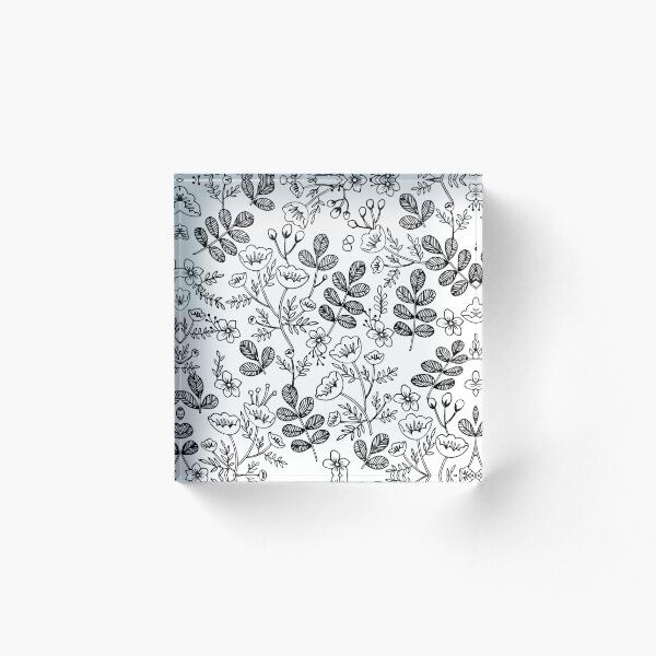 Aperçu de l'œuvre Motif de feuille de fleur noir et blanc créée et vendue par PixSmite.