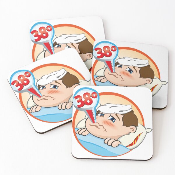 Item preview, Illustration is a sick child in bed with symptoms of fever and thermometer in his mouth designed and sold by LucianoCosmo.