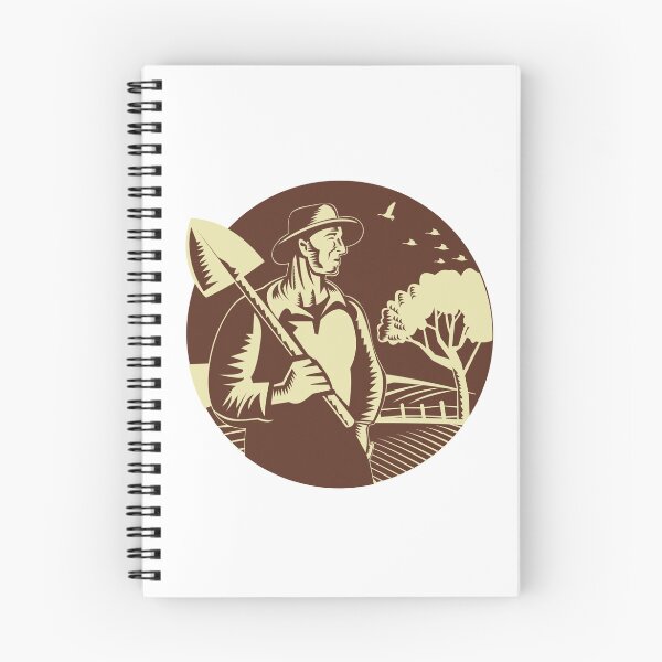 Item preview, Organic Farmer Holding Shovel Farm Circle Woodcut designed and sold by patrimonio.