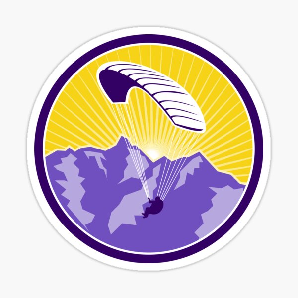 Parapente Alpes Montagnes Cercle Retro Sticker