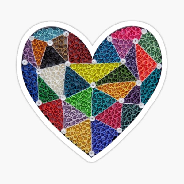 Colorful Paper Quilling Heart Sticker