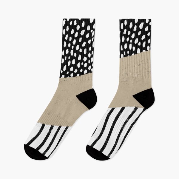 Item preview, Polka Dots and Stripes Pattern (black/white/tan) designed and sold by Design Minds Boutique.