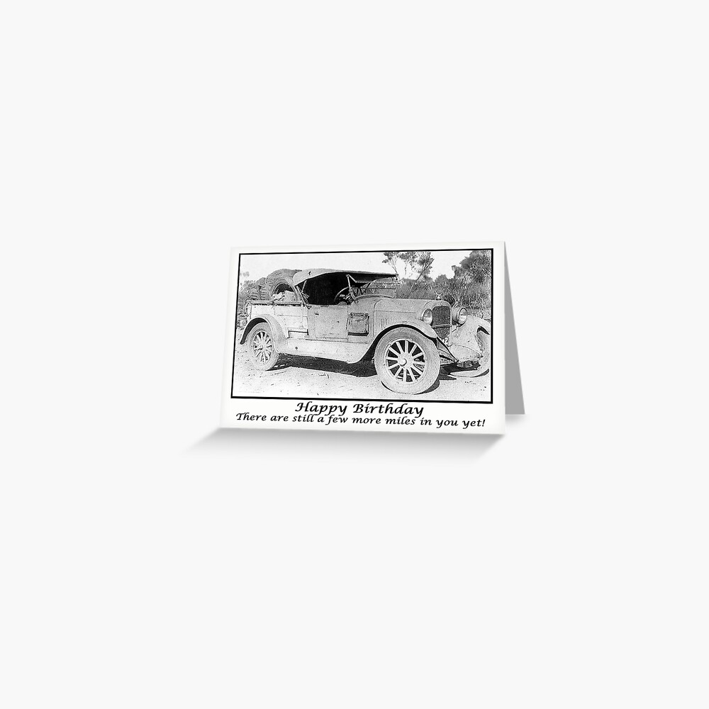 Carte De Vœux Voiture 1930 Vintage Joyeux Anniversaire Humour Photo Noir Et Blanc Par Gableend Redbubble