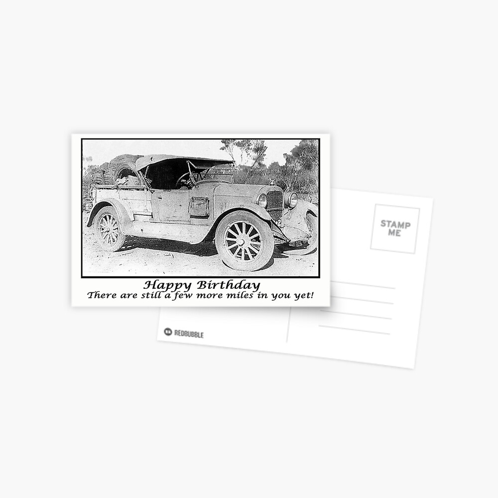 Carte De Vœux Voiture 1930 Vintage Joyeux Anniversaire Humour Photo Noir Et Blanc Par Gableend Redbubble