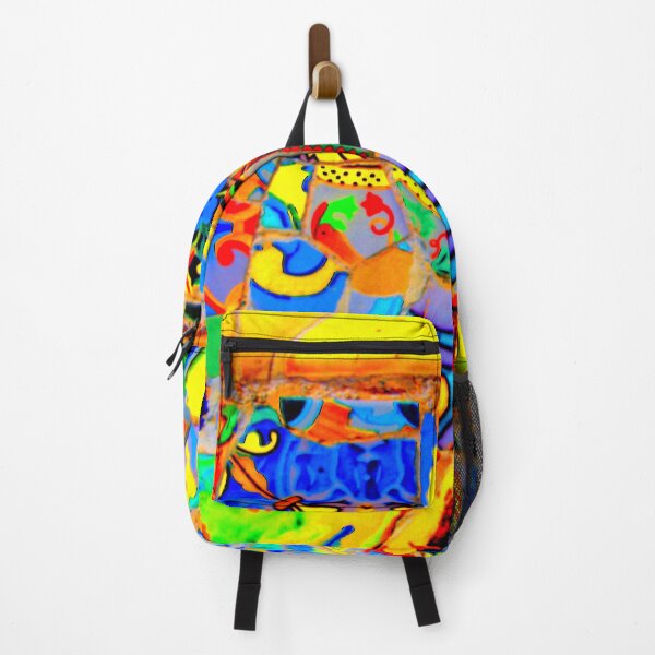 Item preview, Colorful Park Guell Gaudi Barcelona Spain trencadis mosaic yellow and blue designed and sold by LolioGifts.