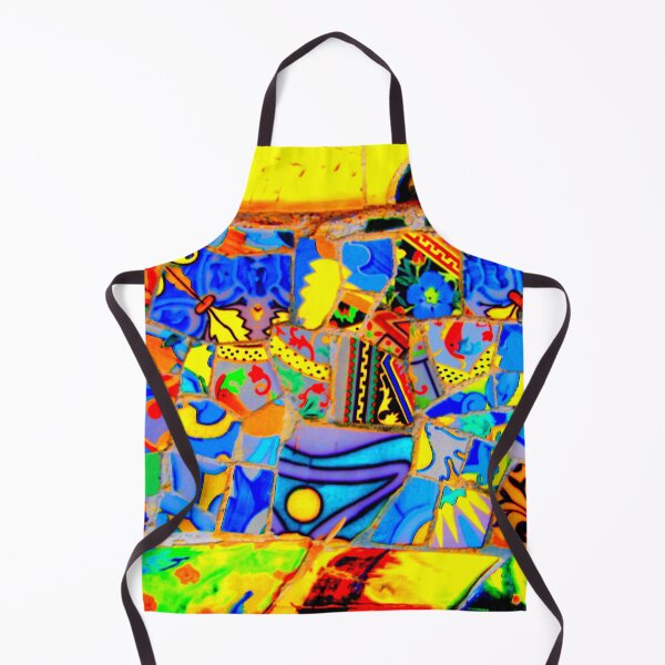 Item preview, Colorful Park Guell Gaudi Barcelona Spain trencadis mosaic yellow and blue designed and sold by LolioGifts.