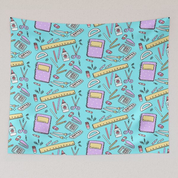 Item preview, School Supplies Pattern Blue designed and sold by Alexa Martin.