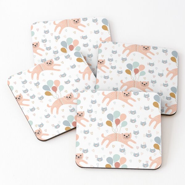Cut Cat Paloon Coasters (Set of 4)