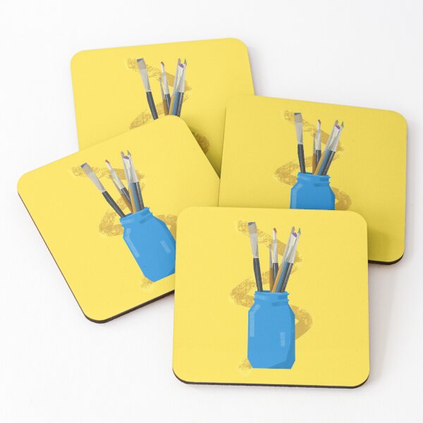 Item preview, Blue Jar of Paint Brushes With Squiggle designed and sold by Rocket-To-Pluto.