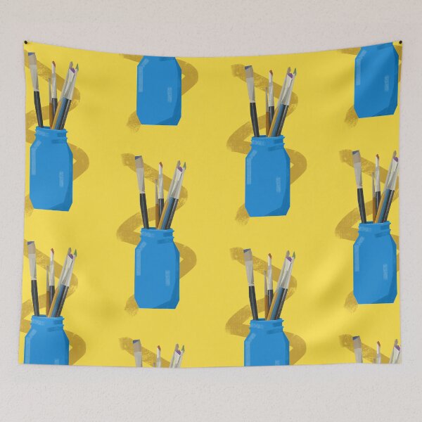 Item preview, Blue Jar of Paint Brushes With Squiggle designed and sold by Rocket-To-Pluto.