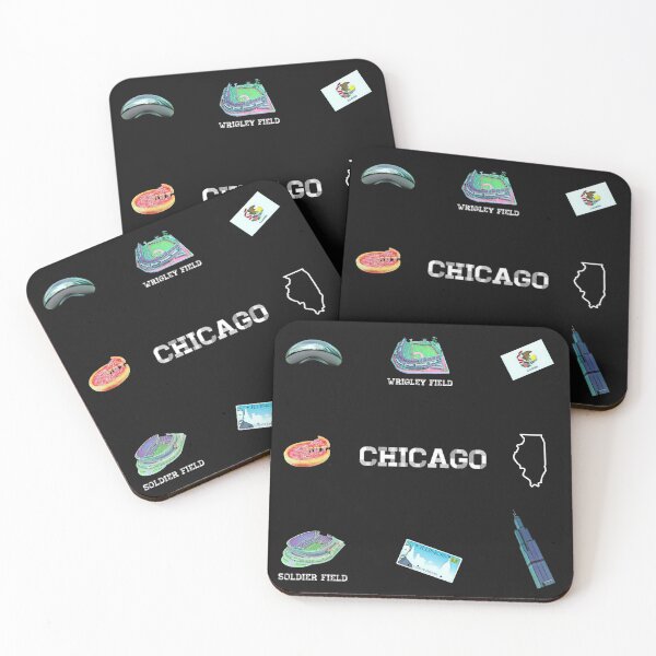 Artikelvorschau, Chicago Pattern (Pizza - Stadion - Feld - Lizenz - Flagge - Sears Tower - Wolkentor) entworfen und verkauft von Dude  Stuff.