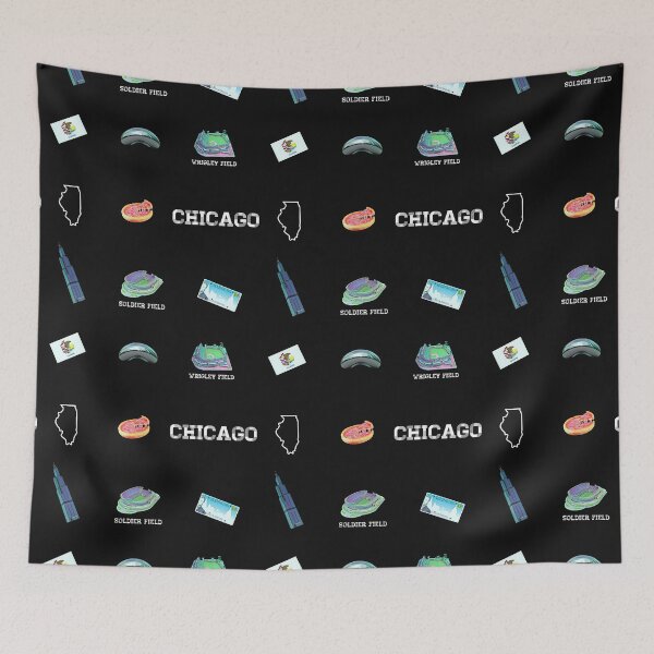 Item preview, Chicago Pattern ( Pizza - Stadium - Field - license - flag - sears tower - cloud gate ) designed and sold by Dude  Stuff.