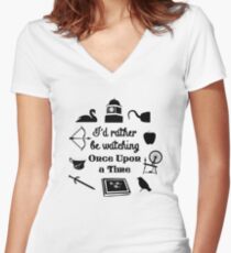 "Ich würde mich eher einmal ansehen" Icon Design in Schwarz Tailliertes T-Shirt mit V-Ausschnitt