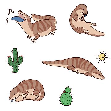 Artwork thumbnail, Cute Blue Tongue Skink Chilling Set by octo1