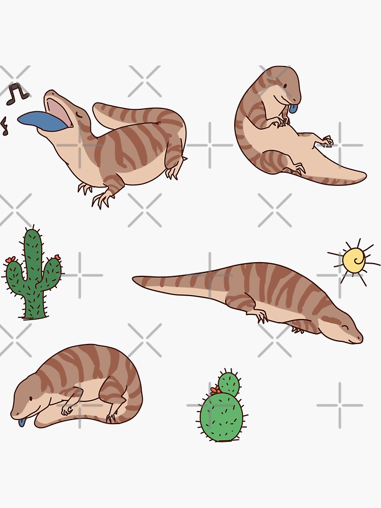 Thumbnail 3 of 3, Sticker, Cute Blue Tongue Skink Chilling Set designed and sold by octo1.