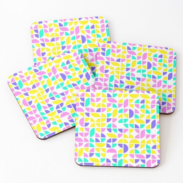 Item preview, Geometric shapes in bright neon color palette in repeated asymmetrical mosaic designed and sold by acidmit.